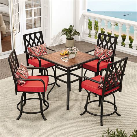 "Dextrus 5-Piece High Top Outdoor Bar Height Set, 32"" Patio Table & 4 ...