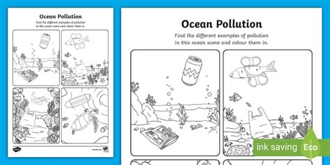 KS1 Ocean Pollution Find and Colour Activity
