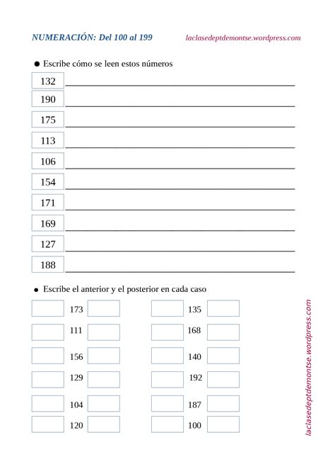 Escribir Numeros Del 100 Al 200