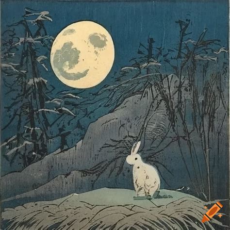 Japanese Rabbit On The Moon