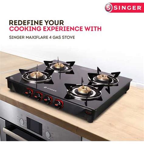 Singer Maxiflare 4 GS Glass Manual Gas Stove(4 Burners) Price in India ...
