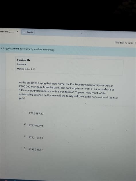 Question 15 At the outset of buying their new home, the Rio Rose Bowman