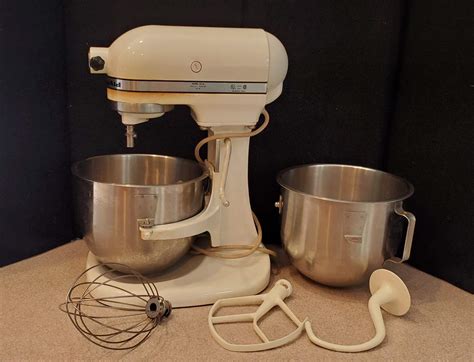 Lot #50 - Vintage Kitchenaid KS-A Mixer with Bowls & Attachments ...
