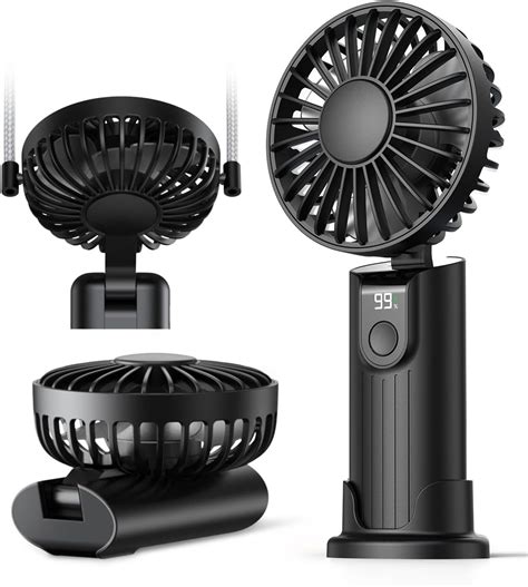 Amazon.com: Warmco Portable Handheld Fan, 5000mAh Battery Operated Fan with LED Display, Hand ...