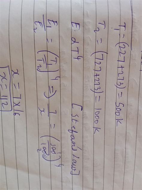 A black body at 227°C radiates heat at the rate of 7 cals/cm² s. At a ...