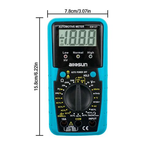 Buy allsun Automotive Multimeter DMM DC Volt Ohm Temp Frequency Diode ...