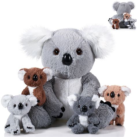 Amazon.com: Lenwen 5 Pcs Koala Bear Stuffed Animal Set 12.6 Inch Mommy Koala Plush with 4 Cute ...