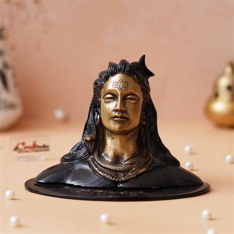 Black and Golden Brass Lord Adiyogi Shiva Statue, Shiv Murti, Shiva Id ...
