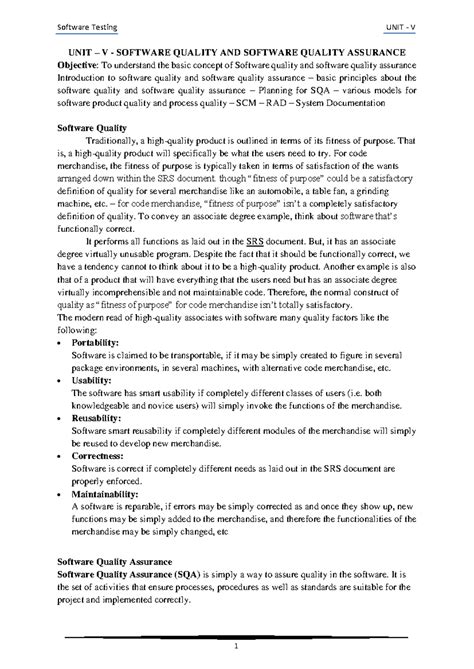 Software testing - UNIT – V - SOFTWARE QUALITY AND SOFTWARE QUALITY ...