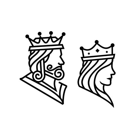 King and Queen head figure line drawing Illustration vector, elegant and luxury prince and ...