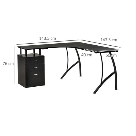 Buy HOMCOM L-Shaped Computer Desk Table with Storage Drawer Home Office ...
