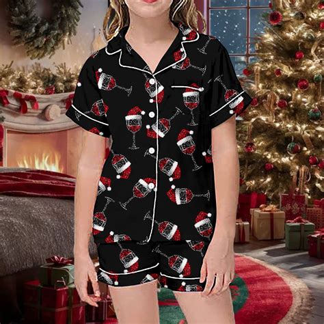 Boys Christmas Pajamas Set Fashion Silk Pajama Set Short Sleeve Button ...