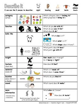 Describing Kit (vocabulary, poster, handouts) by 'Dare to Share' with ...