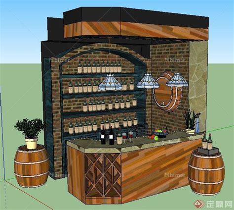 地中海风格酒吧柜台设计su模型 - SketchUp模型库 - 毕马汇 Nbimer
