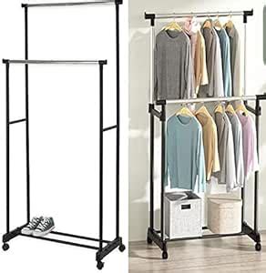 Buy Us Fashion Stainless Steel Double Pole Rail Telescopic Movable ...