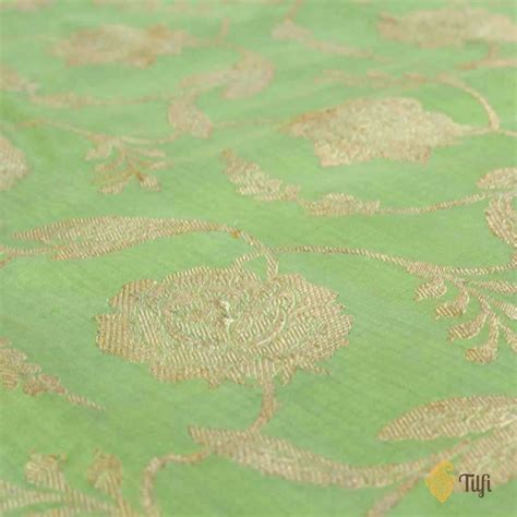 Pista Green Pure Katan Silk Banarasi Handloom Dupatta - Tilfi