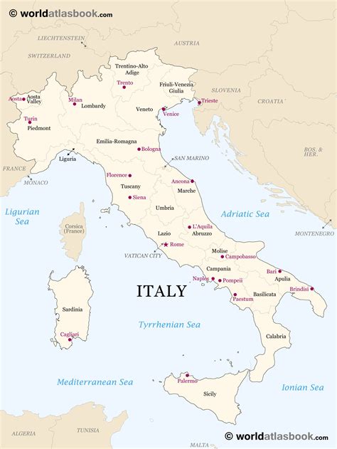 Map Of Italy With Cities Simple