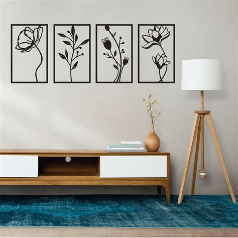 Black Engineered Wood Rectangular Themed Wall Hangings Pack Of 4 ...