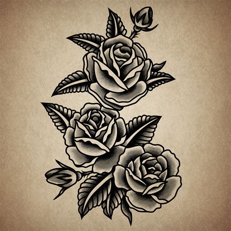 American Traditional Rose Drawing