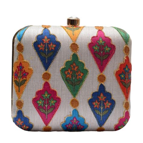 Artklim Traditional Motifs On Dreamy White Background Clutch : Amazon ...
