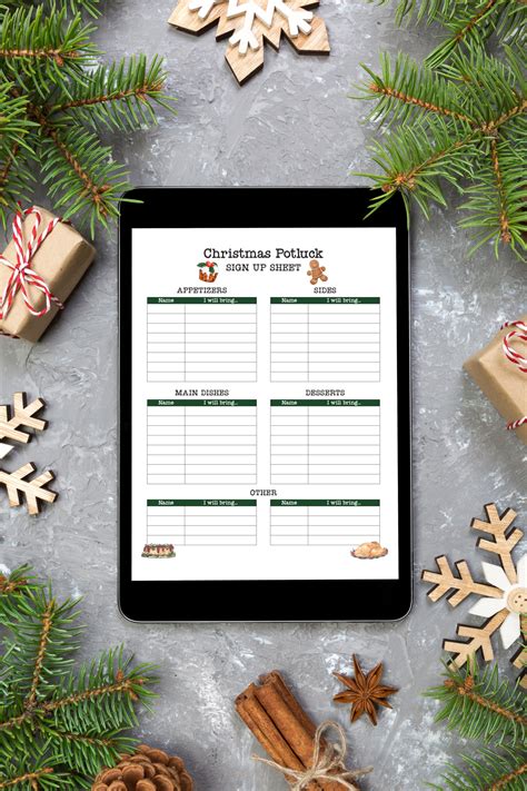 Potluck Sign Up Sheet Template Christmas Printable - Printable Free ...