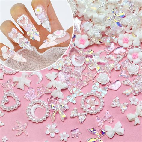 Amazon.com: 50pcs Aurora Bow Kawaii Nail Charms for Acrylic Nails, 3D ...