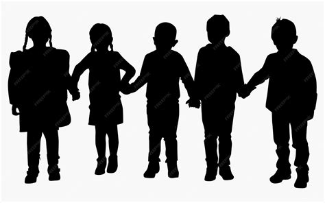 Premium Vector | Kids Holding Hands Together Silhouette