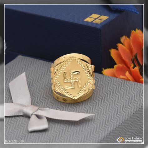 1 gram gold forming swastik etched design high-quality ring for men ...