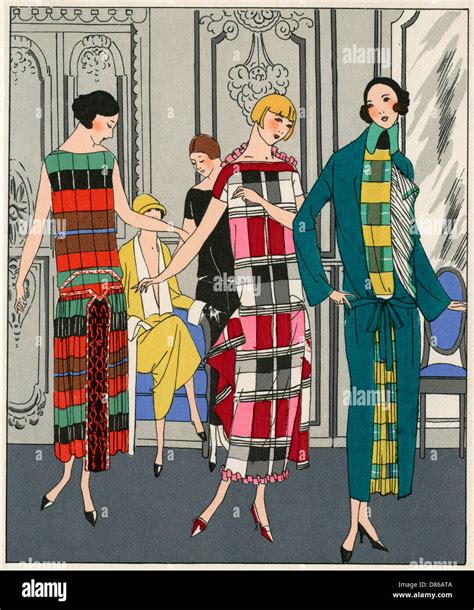 Three checkered dresses by Martial et Armand Stock Photo - Alamy