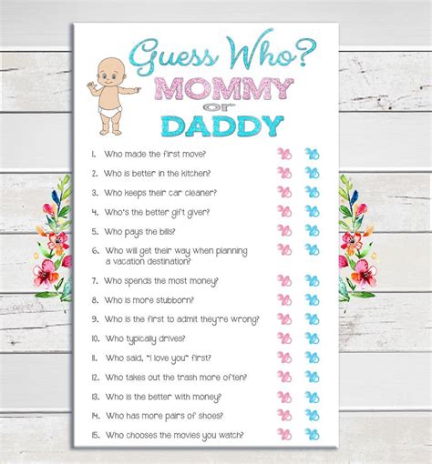 guess who baby shower game