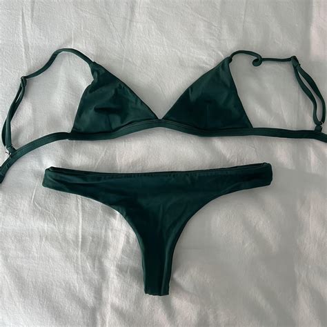 Dark Green bikini set Size XS/S Never worn - Depop