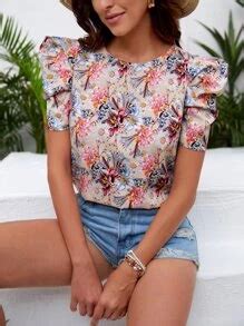 SHEIN Clasi Floral Print Puff Sleeve Blouse | SHEIN USA