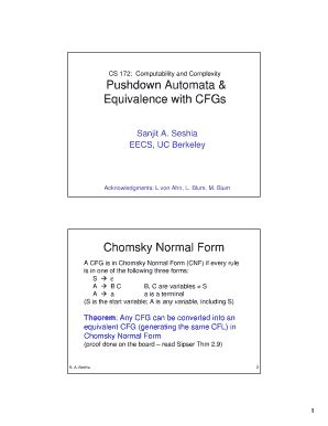 Fillable Online eecs berkeley Pushdown Automata & Equivalence with CFGs ...