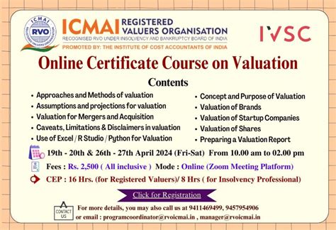 Online Certificate Course on Valuation | ICMAI RVO
