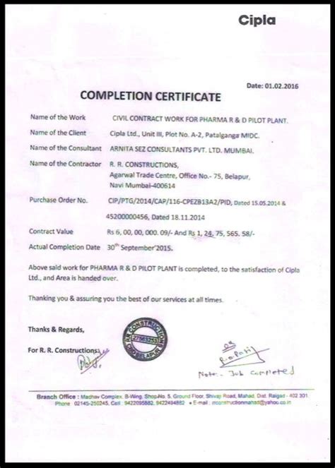 Appreciation & Award Received by R.R.Constructions - Construction ...