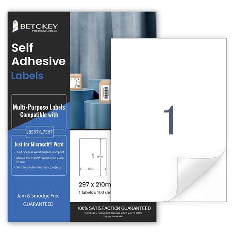 Buy 100 Sheets, A4 Sticker Paper Labels, Printable Full Sheet Self ...