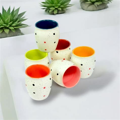 Multicolor Polka Dots Ceramic Kulhad ( Set of 6 ) – BHARAT LE