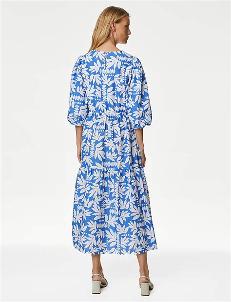 Buy Pure Cotton Printed Maxi Tiered Dress at Marks & Spencer