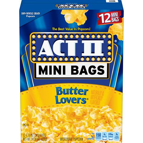 ACT II Butter Lovers Flavor Microwave Popcorn, Mini Bags, 14.39 oz., 12 ...