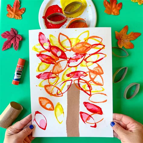 Fall Tree Drawing For Kids Simple Fall Tree With Cotton Rounds Busy