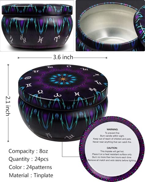 Buy Ahyiyou Candle Tins 24 Pieces 24 Zodiac Patterns, DIY Round ...