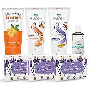 Buy Arovea Combo Pack of Shampoo & Conditioner, Saffron Soap Pack of 3 ...