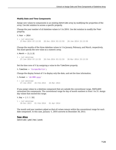 Matlab prog-30 - Modify Date and Time Components Assign new values to ...