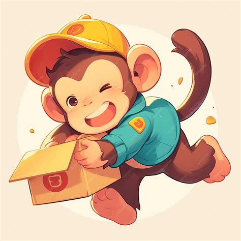 Premium Vector | A rapid monkey delivery cartoon style