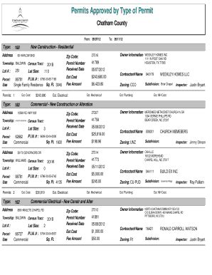 Fillable Online Permits Approved by Type of Permit - Chatham County, NC ...
