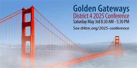 District 4 Toastmasters 2025 Conference - Golden Gateways, Gilead ...