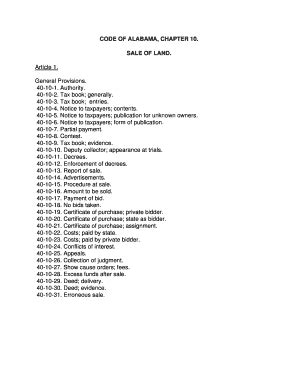 Fillable Online revenue alabama CODE OF ALABAMA, CHAPTER 10. SALE OF ...