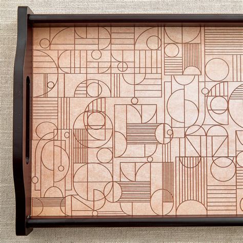 Buy Zenith Lineart Wooden Geometric Print Serving Tray - 40x26x6cm from ...