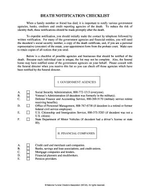 Notification Of Death 2020-2026 - Fill and Sign Printable Template Online