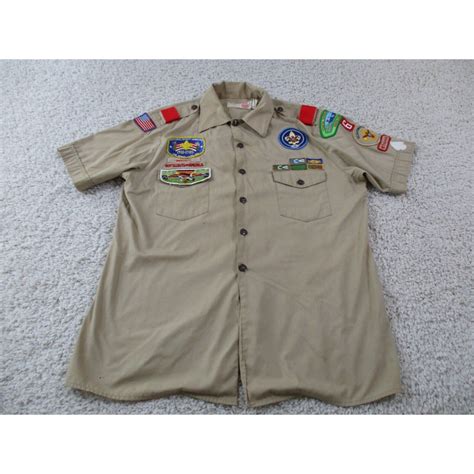 Vintage Vintage Boy Scouts Shirt Mens Medium Beige Uniform Button A2 ...